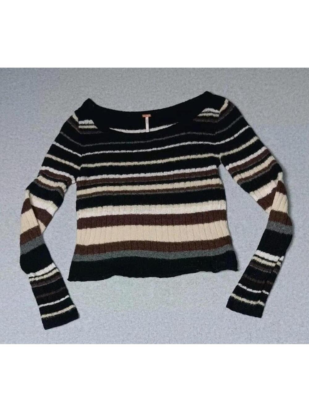 Free People Slightly Cropped Wool Blend Sweater Womens Size Large Multicolor...